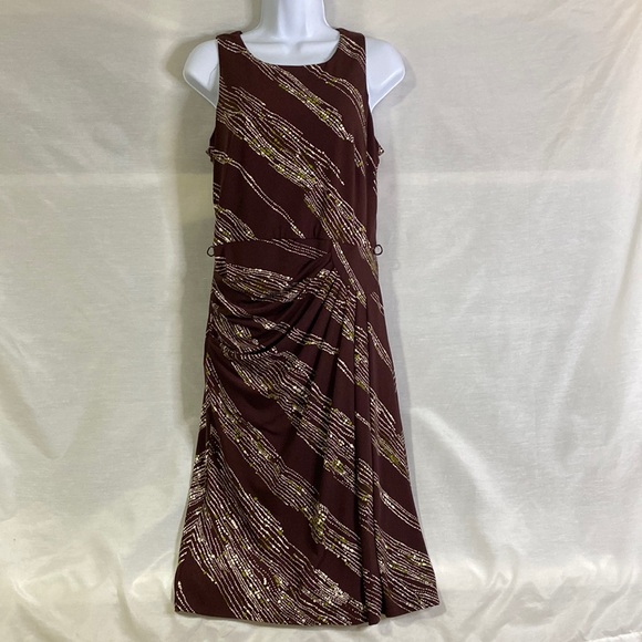 Anne Klein New York faux wrap midi dress Size 8 brown, green, white - Picture 2 of 11